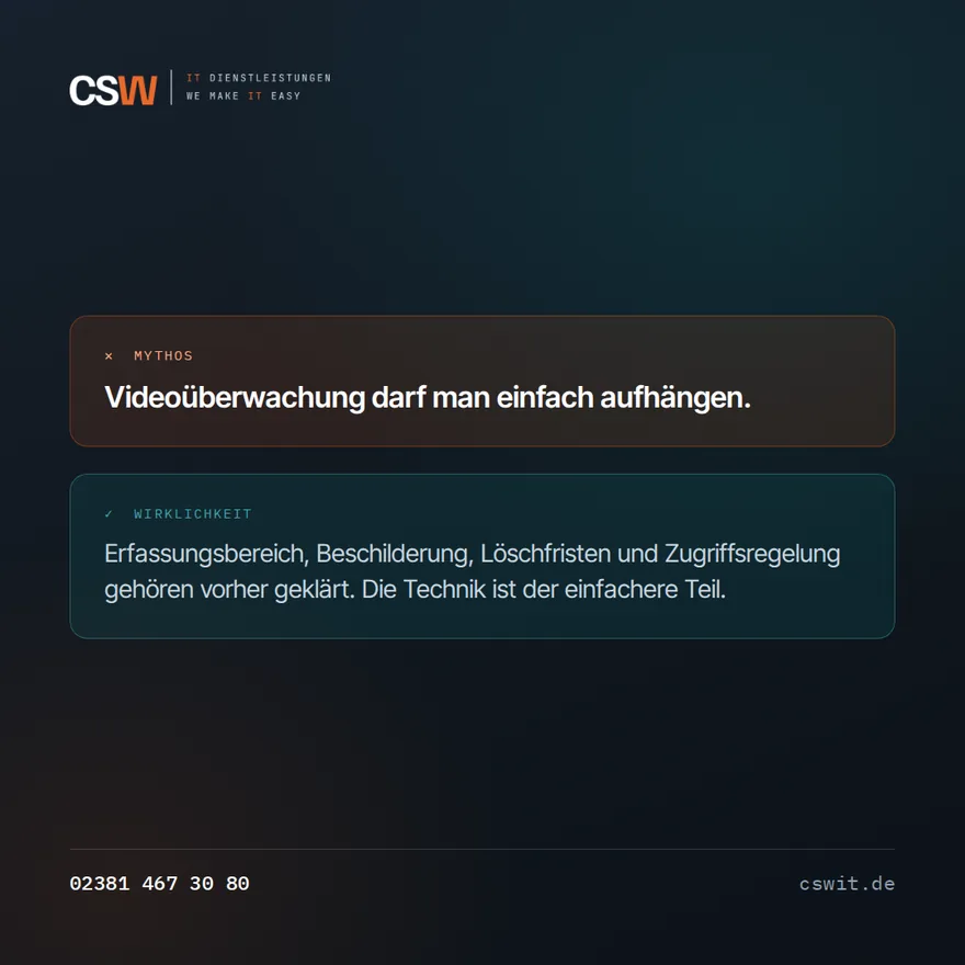 Grafik: Gegenüberstellung zu den Anforderungen an Videoüberwachung